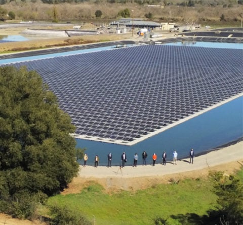 Healdsburg water treatment floating solar array